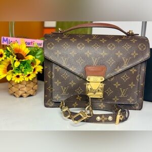 Auth LOUIS VUITTON Monogram Monceau  2Way Hand Bag/Crossbag